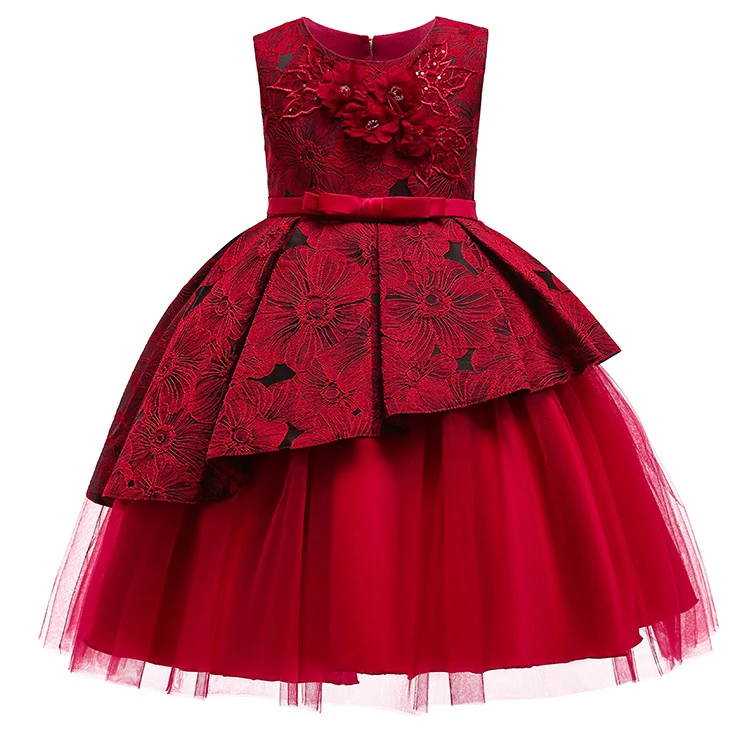 Formal Backless Dress Elegant Kids Dresses For Girls Clothing Layered Wedding Girl Dress Gown Wedding Party Princess Dress