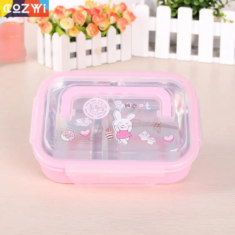 Anti-scald Stainless Steel Lunchbox Student Children Compartments Bento Box Portable Handle Design Lunch | Дом и сад