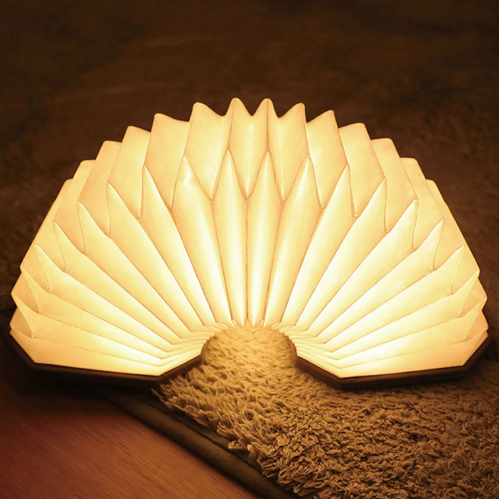 

2.5W 3D European Style USB Rechargeble Gradient Color Folding Book Lamp Flannel Organ Night Light Bedside Table Decorative Gift