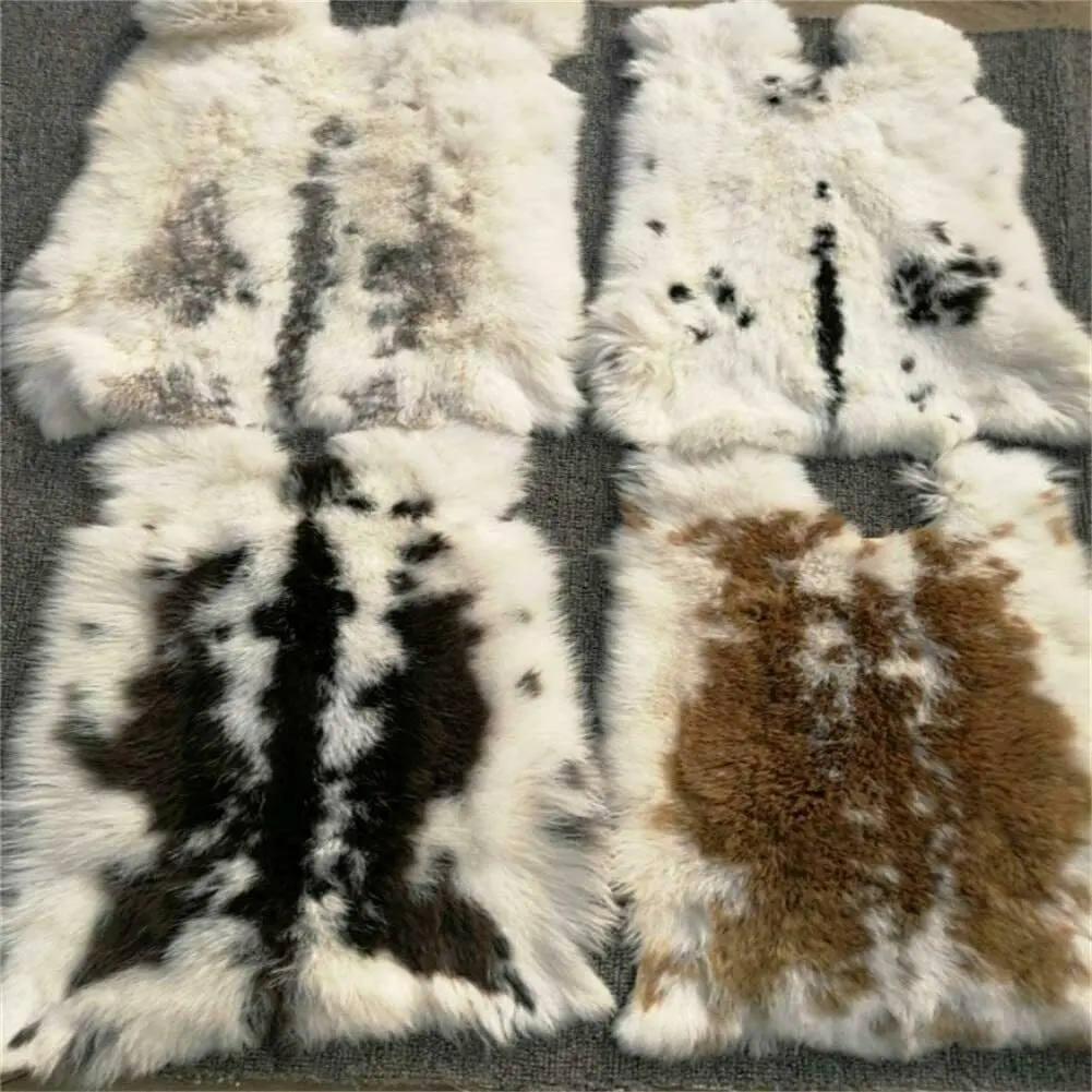 20pcs Spot Color Real Natural Rabbit Fur Hide Home Decor Fluffy Rabbit Pelt Sewing Quality Leather Blanket Clothing Accessories