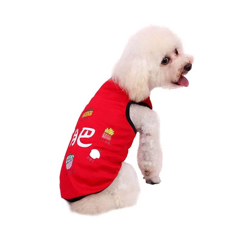 Chinese Text T-shirt Soft Puppy Dogs Clothes Cute Pet Dog Cartoon Clothing Summer Shirt Casual Vests for Supplies | Дом и сад