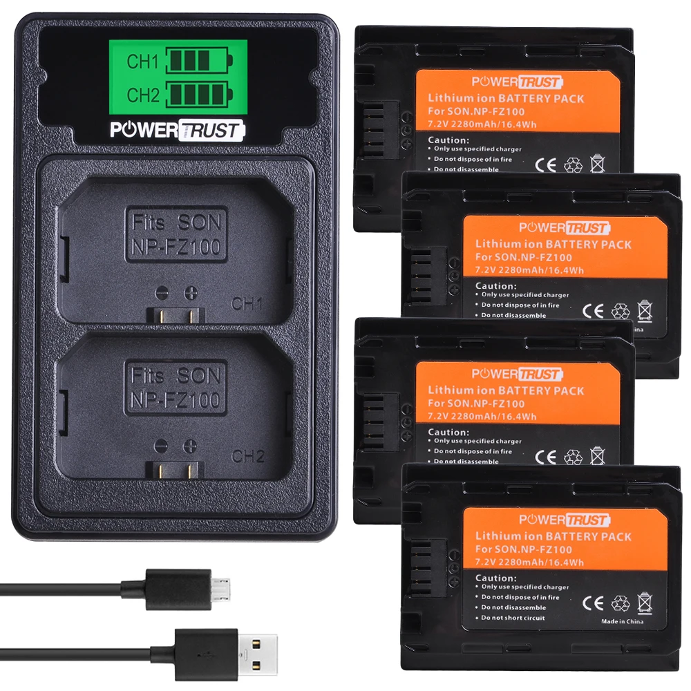 Аккумулятор NPFZ100 NP FZ100 + зарядное устройство с ЖК дисплеем и двумя USB портами для Sony