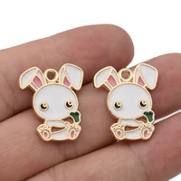 5pcs gold plated enamel rabbit charms pendants for jewelry making bracelet necklace diy earrings handmade craft