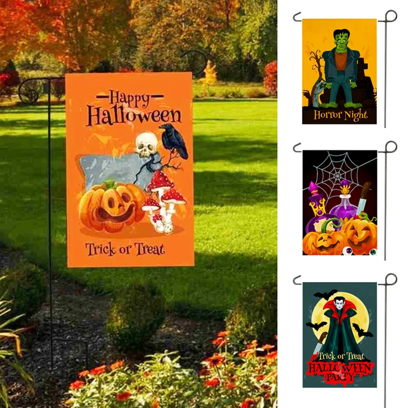 Хэллоуин садовые флаги двусторонний баннер с изображением мешковины тыква