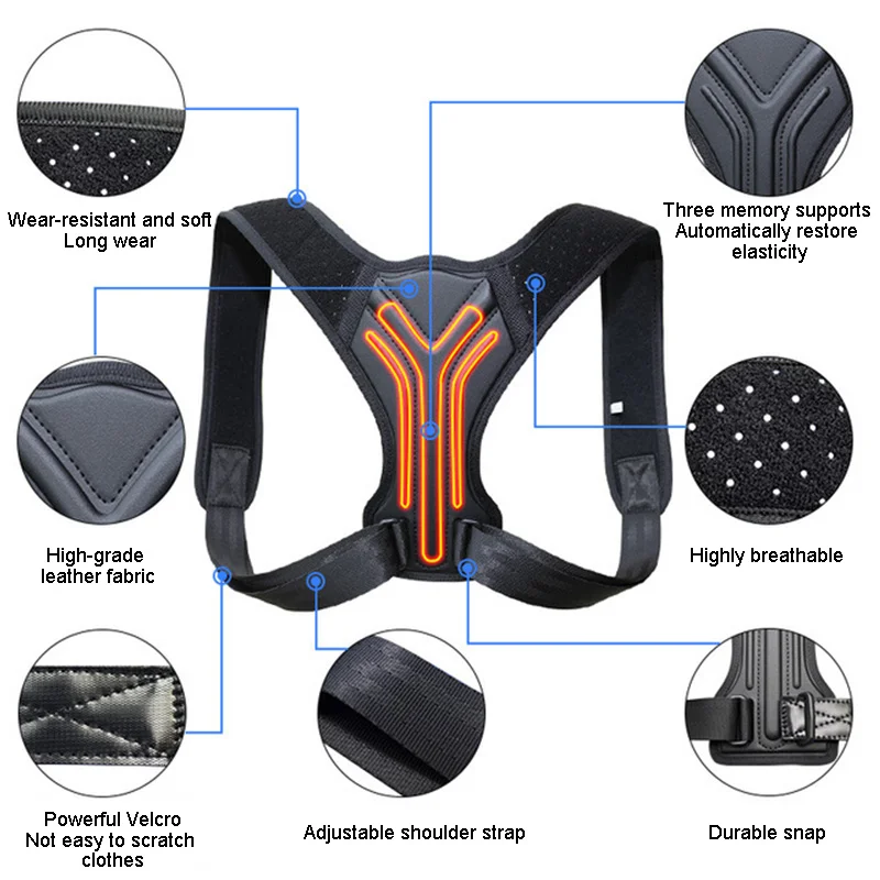 Корректор осанки для спины корсет взрослых ключицы позвоночника коррекция тела