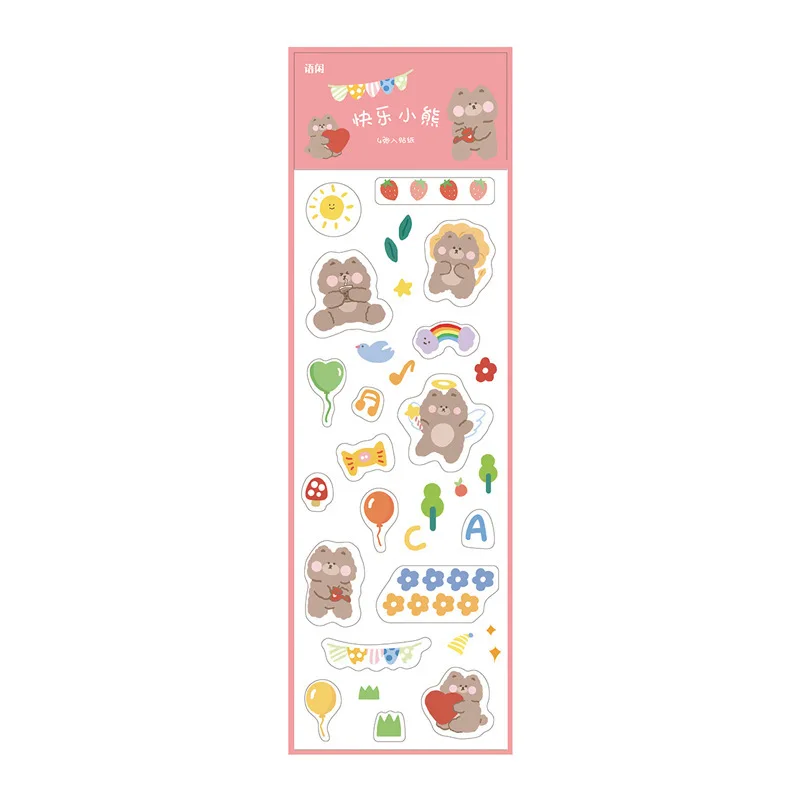 

4 Pcs/pack Cartoon Animal Stickers Scrapbooking Decoration Kawaii Bear Decals Paper Diary Album Cute Stationary School Supplies