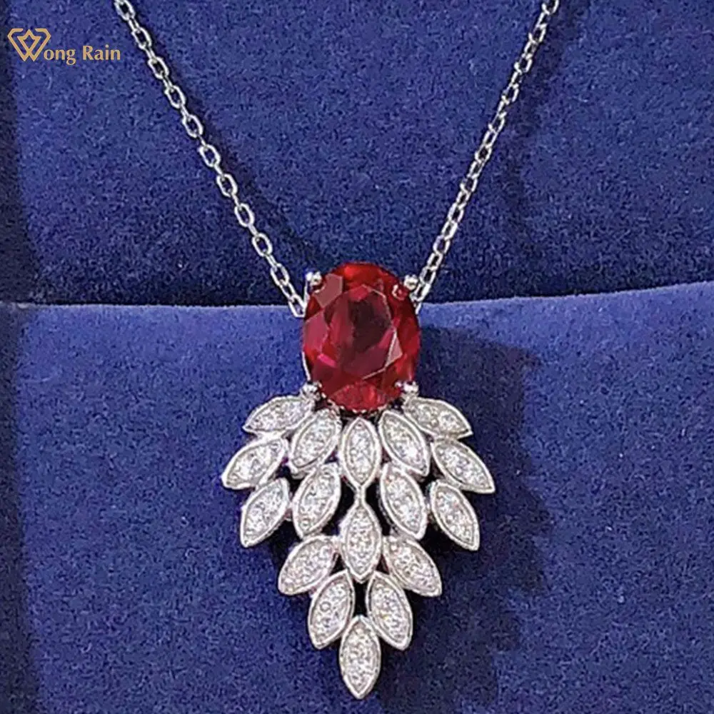 

Wong Rain, Стерлинговое Серебро 925 пробы, овальная огранка, рубин, создан, Moissanite, драгоценный камень, вечерние, винтажные Этнические женские подв...