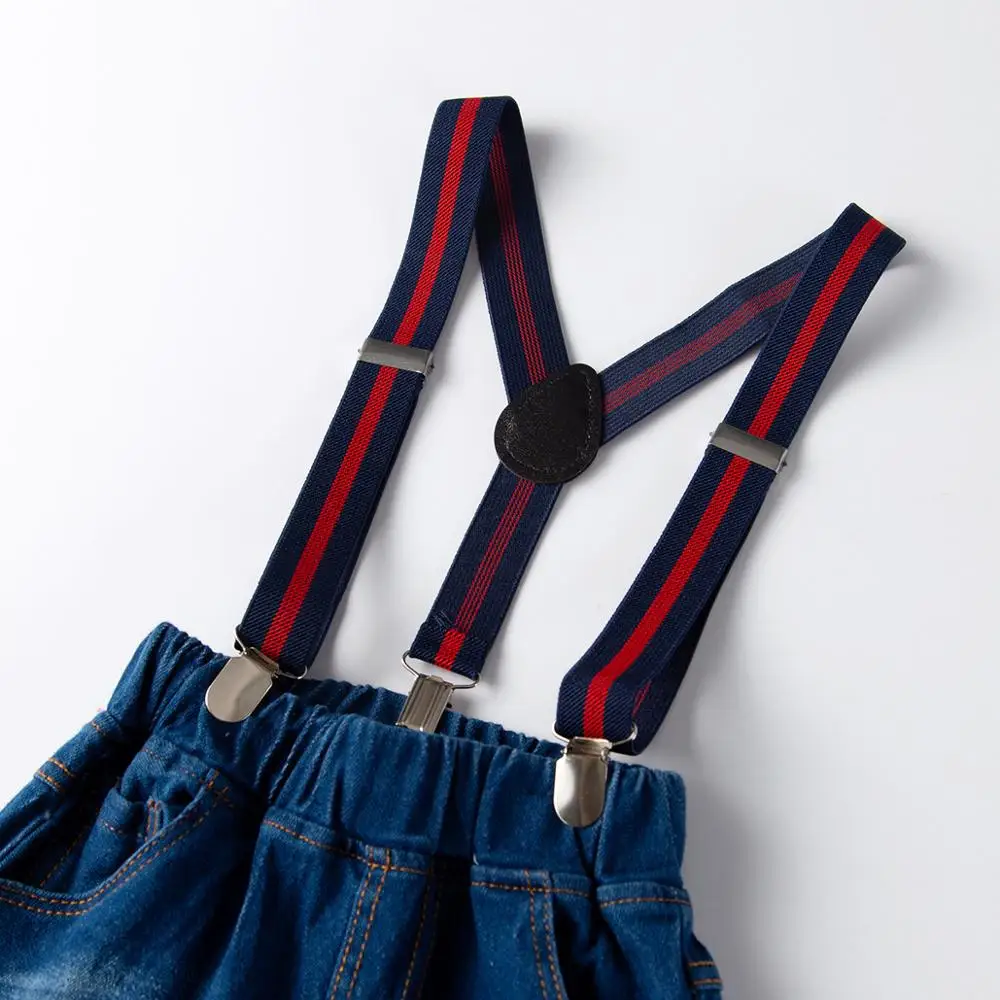 PatPat/повседневные джинсовые штаны на подтяжках для малышей летние хлопковые