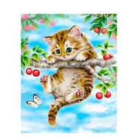cats lovely cherry animal diy digital painting by numbers modern wall art oil painting christmas gift home decor big size