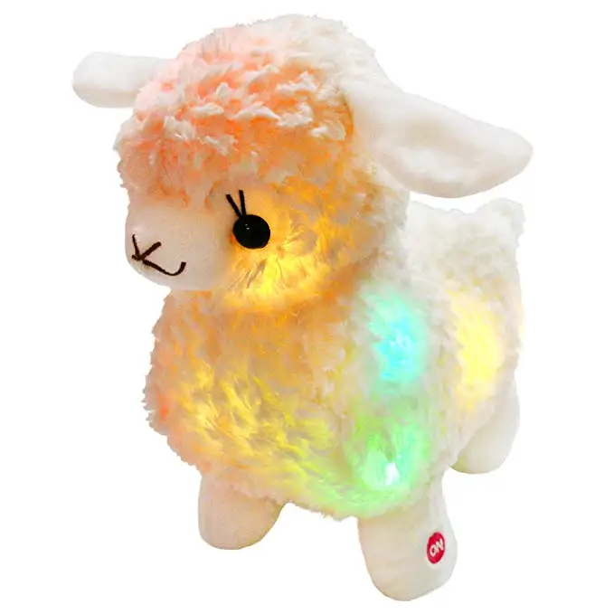 Светящийся Белый Llama светодиодный набивной животные Альпака мягкая плюшевая