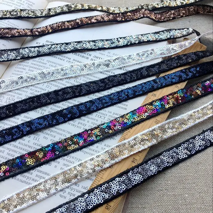 1 2 см Широкий Красочный Блестящий ручной вышивки блестками Лента из бисера