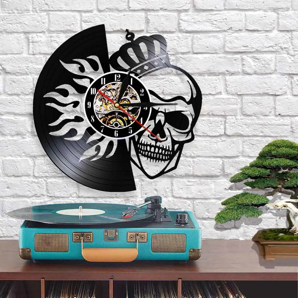 Настенные часы с черепом Death King винтажные настенные 3d виниловой пластиной в виде