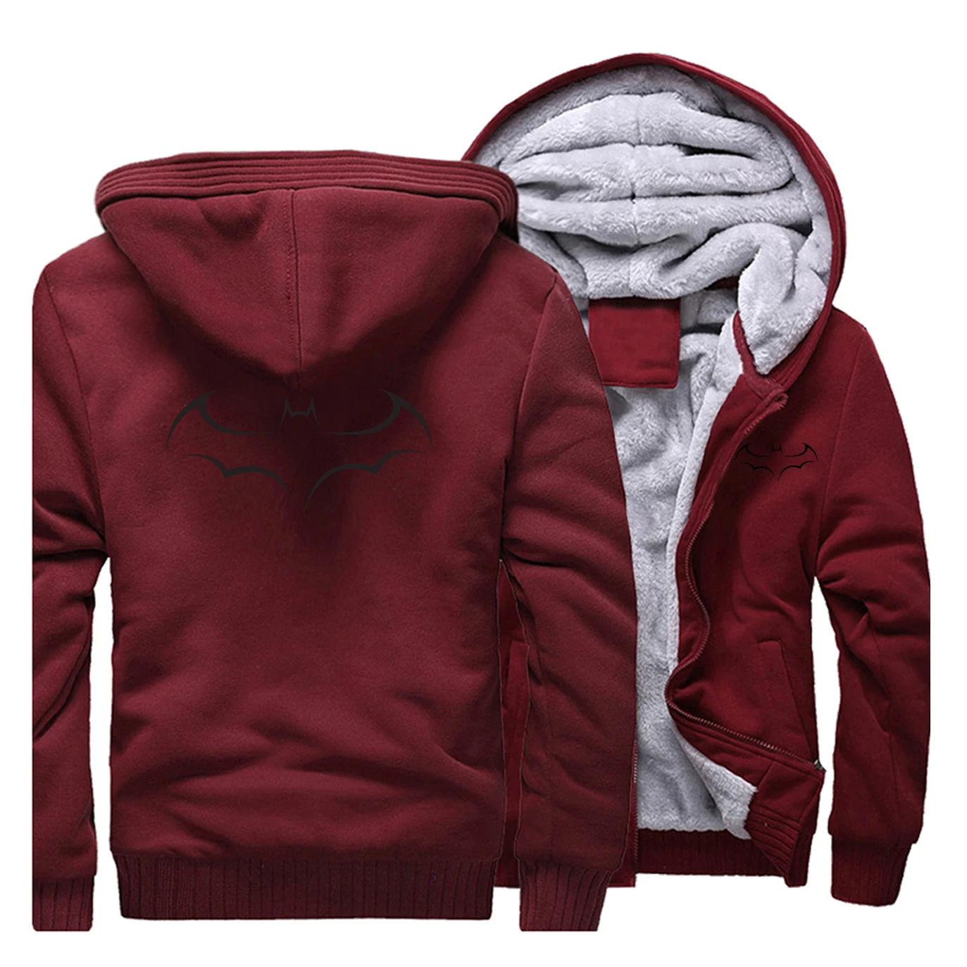 Wine Red 5 Толстовка с принтом Бэтмена, Флисовая теплая мужская одежда, зимние мужские утепленные толстовки, Harajuku, уличная одежда, брендовая куртка, повседневное пальто - Цвет: Wine Red 5