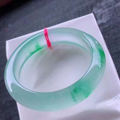 

Zheru Jewelry Natural Burmese Light Green Flower Jade 54-64mm Bracelet Elegant Princess Jewelry Best Gift