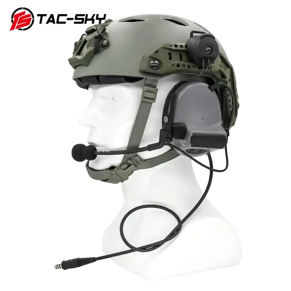TAC-SKY hunting noise reduction pickup tactical helmet ARC track tactical headset COMTAC III silicone earmuff version+U94 PTT