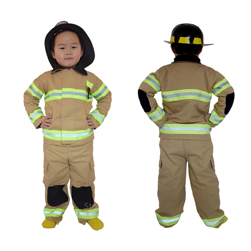 

Kids Fireman Uniform Halloween Christmas Party Cosplay Costumes Boys Firefighter Sam Police Wear Performance Engineer Clothing