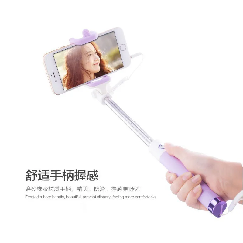 Универсальная Выдвижная мини палка для селфи с кнопкой Проводная металлическая
