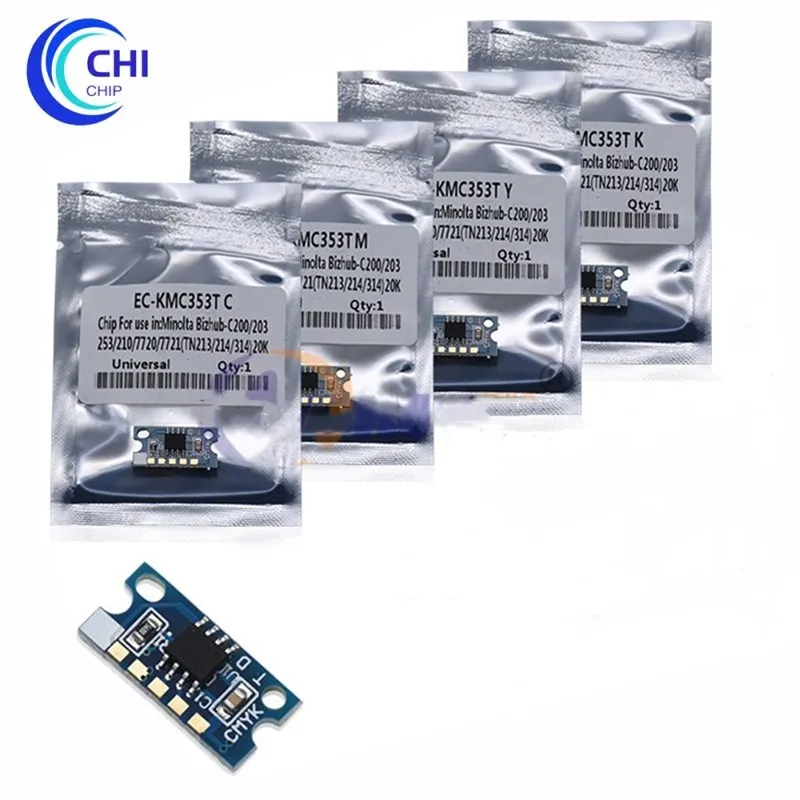 Комплект из 4 предметов чип сброса тонер для Konica Minolta Bizhub C200 C201C203 C253 C353 чипованный