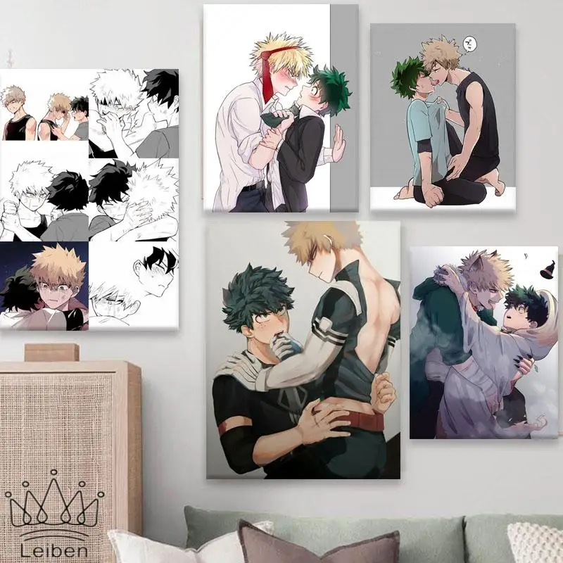 Мой герой Академия аниме постер Bakudeku yaoi kiss холст живопись Современная мультяшная