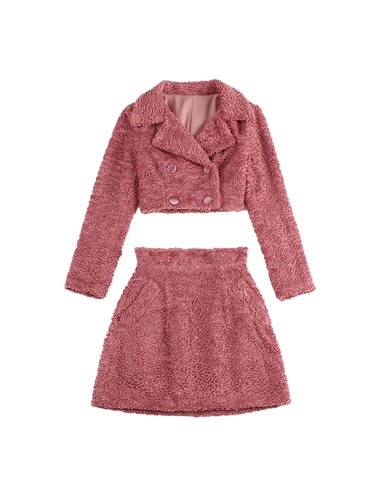 Le Palais винтажное 2019 Оригинальное шерстяное короткое пальто сливового и розового