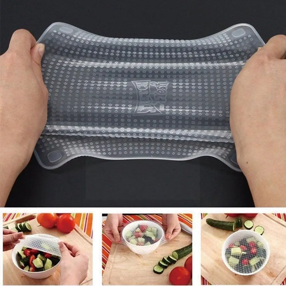 

Food Grade Keeping Food Wrap Reusable High Stretch Stretch Silicone Food Lid Wraps Seal Vacuum Cover R7t9