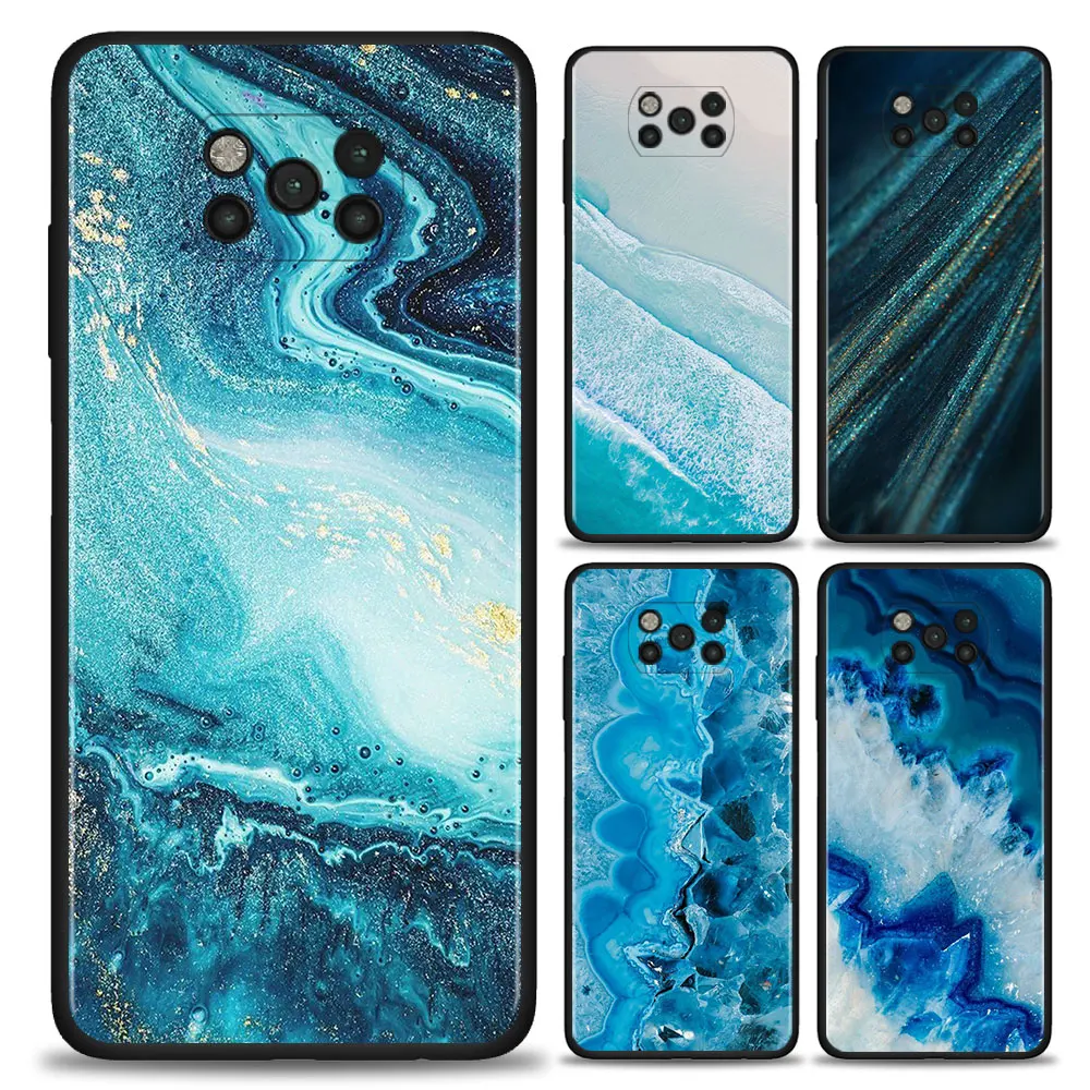 

Turquoise Stone Marble Phone Case For Xiaomi POCO X3 NFC M3 Pro 5G Pocophone F1 F3 GT Mi 10T 11 Lite 9T Note 10 9 Cover Coque