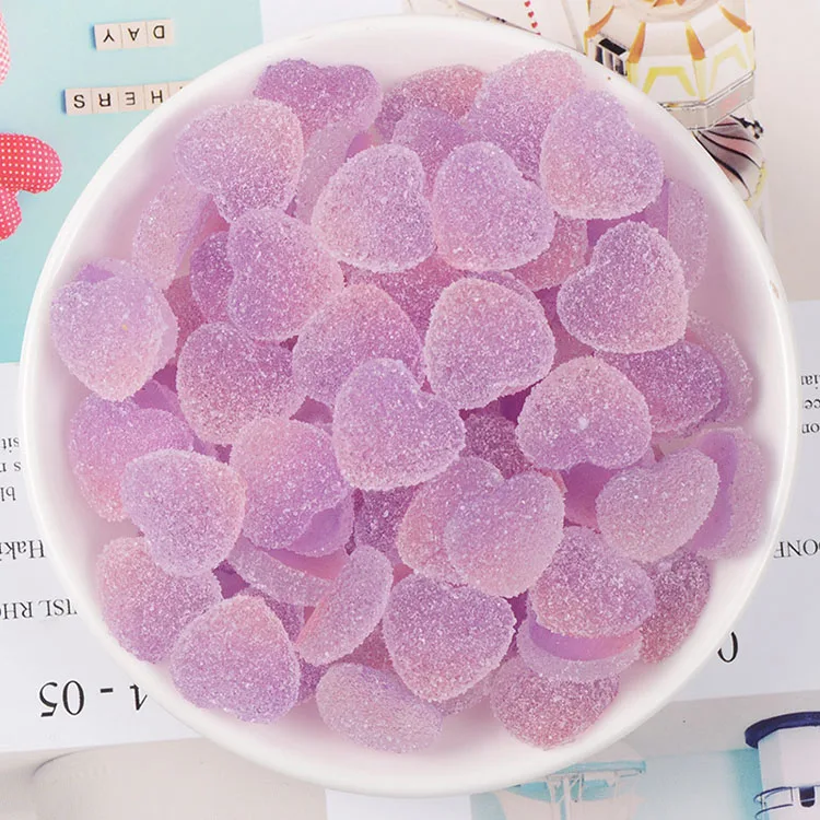 Gradient purple 10 шт Поддельные конфеты смолы кабошоны форма сердца Моделирование еда DIY скрапбукинг украшения искусственные сладкие - Цвет: Gradient purple