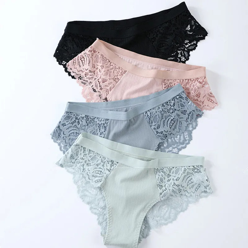 

3 Pcs Cotton Panties Sexy Panty Briefs Lace Panties Women Underwear Lingerie Panties for Female Ladies Floral Pantys Underpants