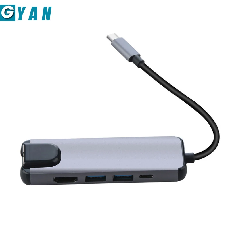 USB C концентратор 5 в 1 Hdmi Gigabit Ethernet адаптер для Macbook Air Pro 2018 Тип к Rj45 Lan со стандартным