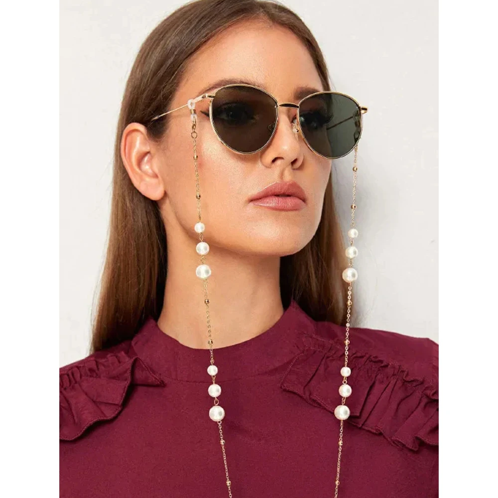 

Fashion Eyeglass Chains for Women Pearl Sunglasses Chains Glasses Cord Holder Gold Leaf Eyewear Lanyard Necklace Strap Rope