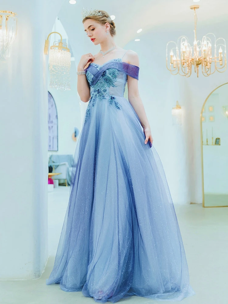 Морское голубое постепенное свадебное платье для свадьбы салюта банкета