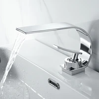 chrome basin faucet solid brass waterfall bathroom sink faucet big round spout mixer tap faucet bathroom accessories