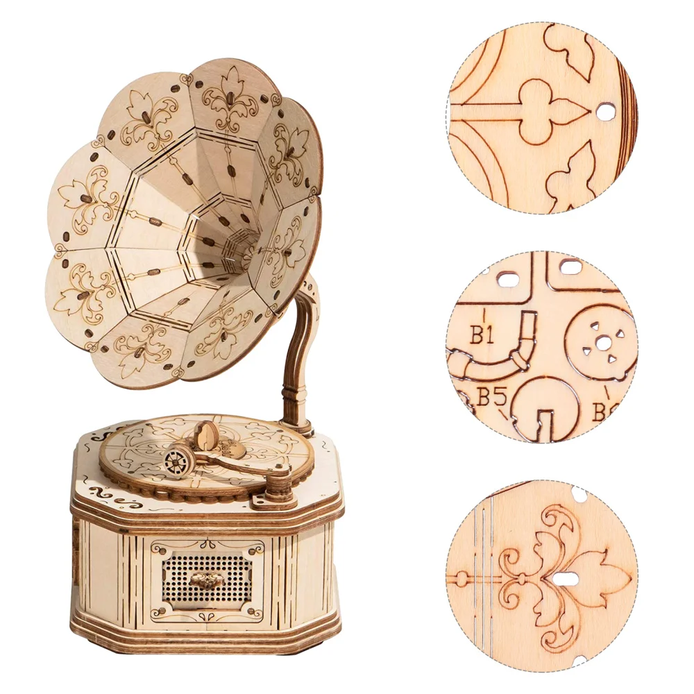 

1 Set Phonograph Shaped Puzzle DIY Assembly 3D Puzzle Educational Jigsaw