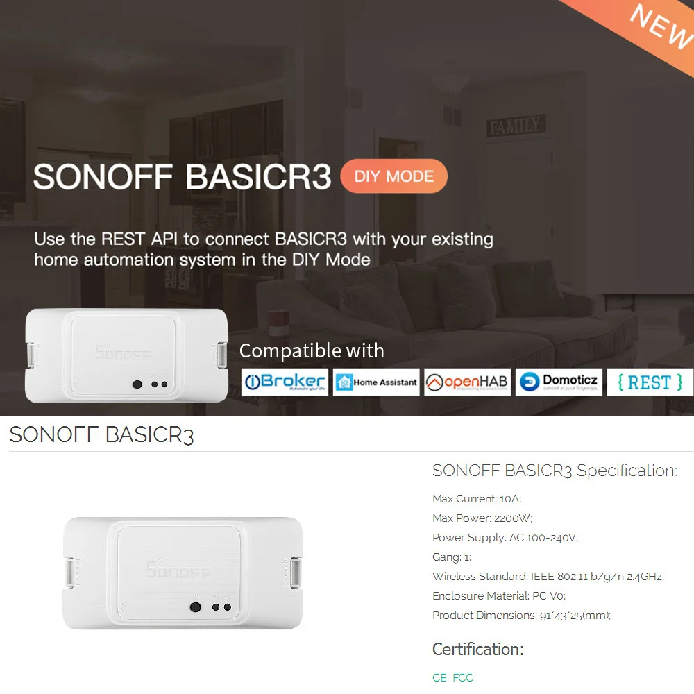 Умный переключатель SONOFF BASICR3 с поддержкой Wi Fi и таймером|Выключатели| |