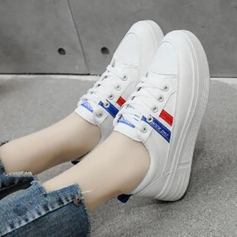 

Woman Leather Sports Sneakers Tenis Feminino Casual Shoes Hot Sales Thick Sole Female Comfortable Footwear Women Chunky Trainers