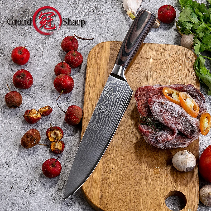 Кухонные ножи шеф повара с Дамасским узором немецкая нержавеющая сталь сашими