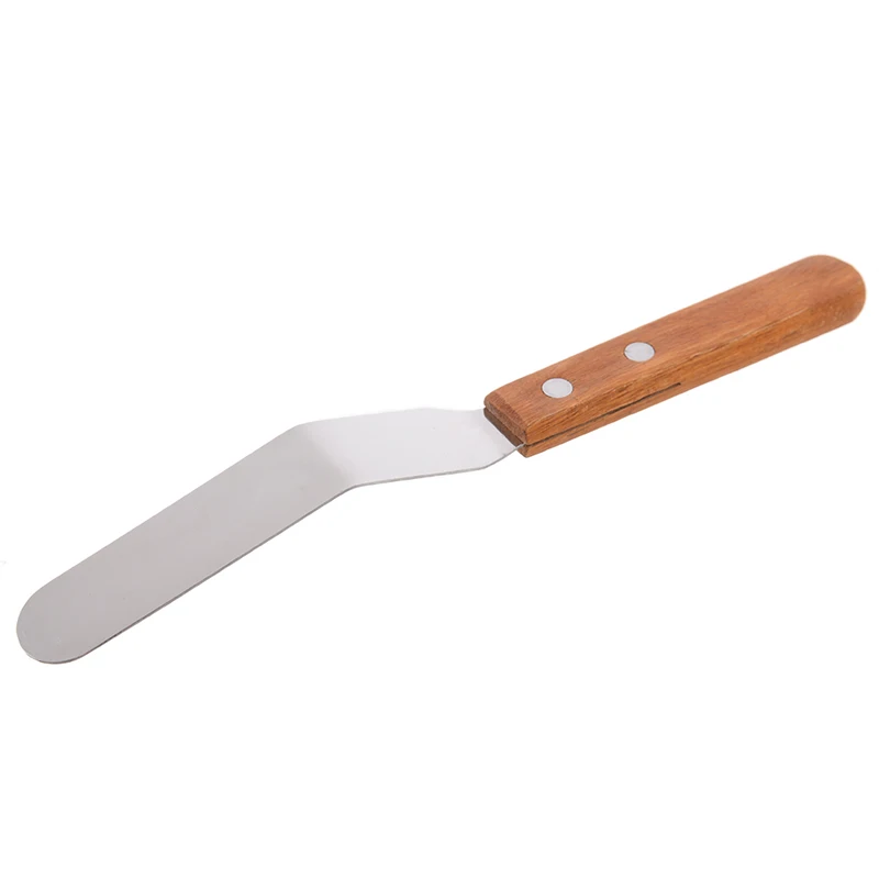 Шпатель с деревянной ручкой для сгибания сливочного масла гладкий плоский