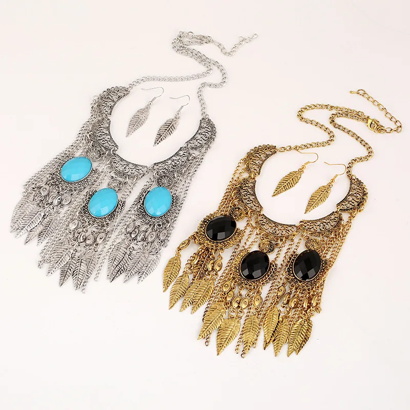 Женское винтажное ожерелье lzhlq длинное с кисточками в виде листика этническом