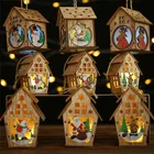 Праздничное светодиодное освещение, деревянный дом, украшения для рождественской елки висячие украшения для дома, сказосветильник рождественский подарок, свадебный Декор