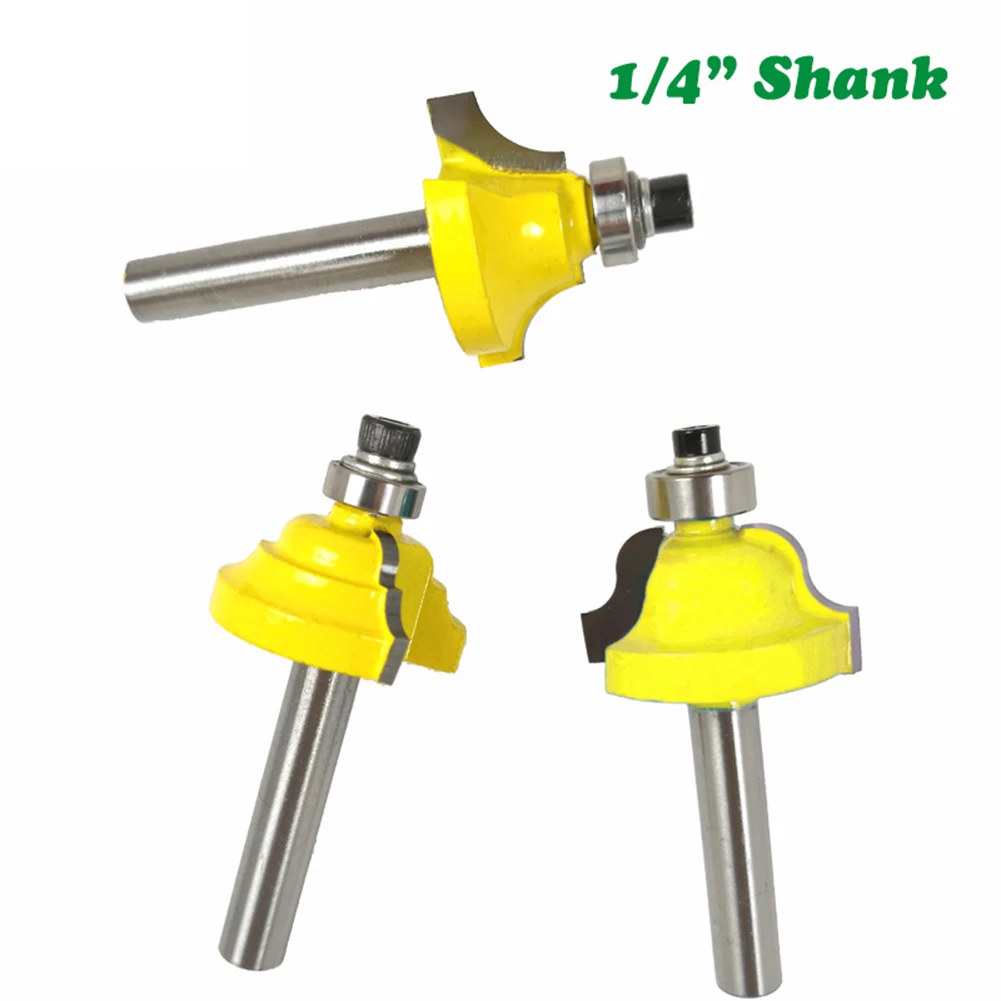 

1/4 Shank Carbide Milling Cutter with Bearing Router Strong Toughness Wooden Portable Bit Set Woodworking Tool