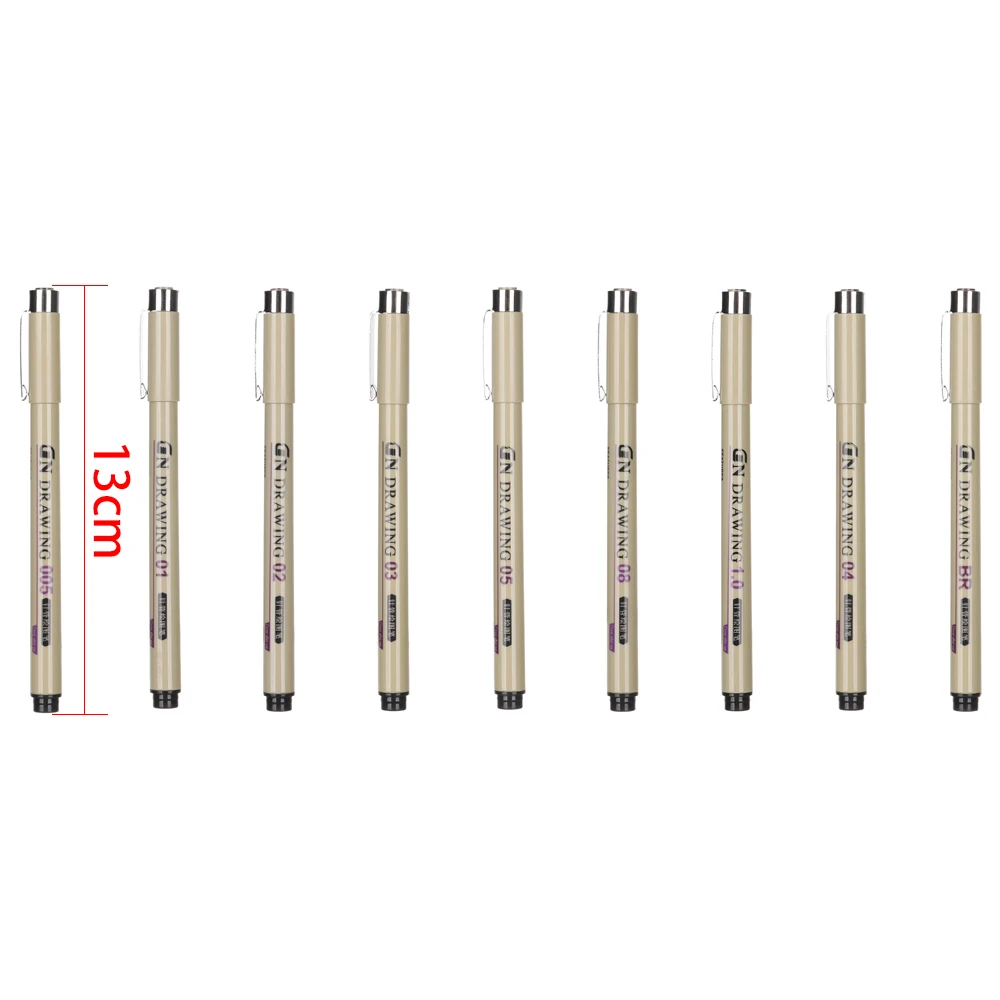 Pigment Liner чернила маркер для белой доски 0,05 0,1 0,2 0,3 0,4 0,5 0,8 1,0 различных наконечников ручка черная тонкая ручная роспись эскизов ручки с кисточками
