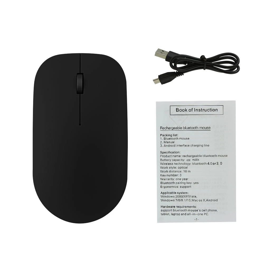only mouse Bluetooth 3,0+ 4,0 Беспроводная перезаряжаемая компьютерная мышь Эргономичный ультра тонкий тихий ПК Mause 3D офисные мыши для ноутбука Xiaomi - Цвет: only mouse