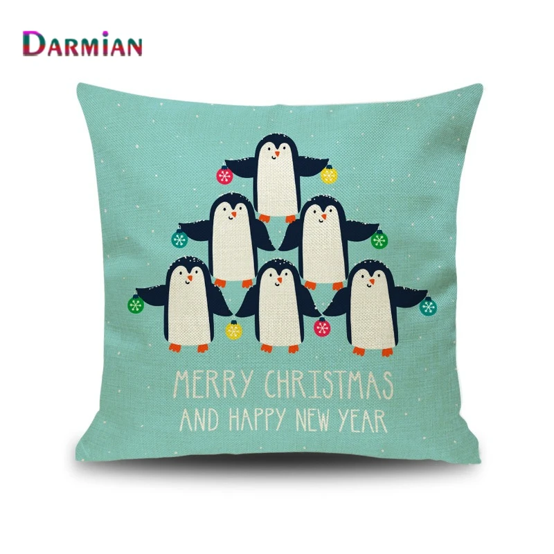 Синяя Рождественская серия льняная обнимающая наволочка оптовая продажа