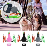 high quality 2 dogs automatic retractable pet outdoor walking double headed leash two dog reflective retractable pet leash
