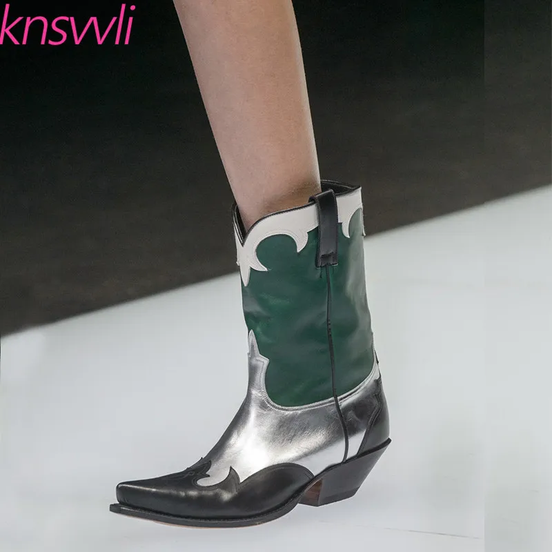 Новинка Разноцветные ковбойские ботинки женские полусапожки Челси из