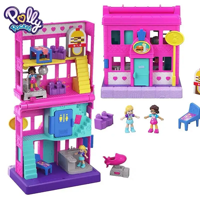 MATTEL Polly Pocket Mini Pollyville Sweet Candy Street View Store Mall Playground Princess World Treasure Box игрушка для девочек