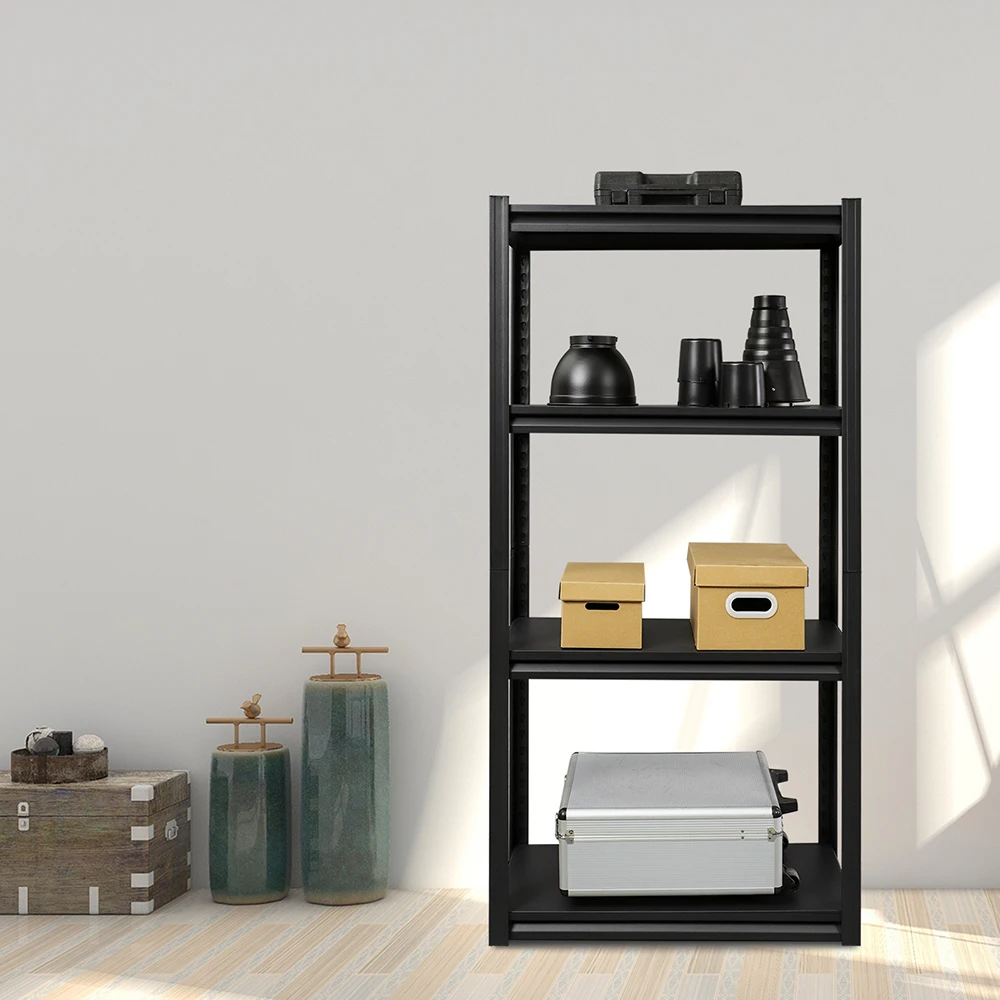 

76x35x152CM Heavy Duty Storage Rack Steel Frame 4-Tier Organizer with Adjustable Shelves Matt Black[US-Stock]