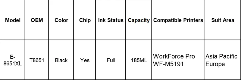 Татрикс 3 шт полные Чернила совместимые для Epson T8651 T8651XL для Epson WorkForce Pro WF-M5190DW, WF-M5190DW BAM, WF-M5690DWF WF-M5690