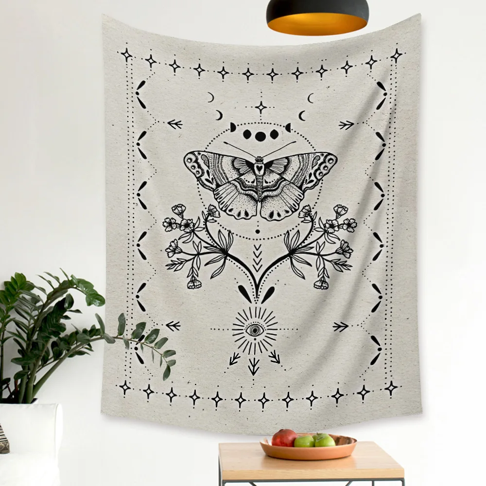 

Psychedelic Tapestry Witchcraft Moon Life Tree Tapestries Hippie Wall Hanging Blue Wall Cloth Carpet Bed Cover Boho Home Decor