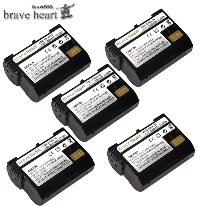 5battery МА/ч. аккумулятор EN-EL15 ENEL15 RU EL15 EN-EL15A RU EL15A Камера Батарея для цифровых зеркальных фотокамер Nikon D600 D610 D800 D800E D810 D7000 D7100 D7200 L15 - Цвет: 5battery